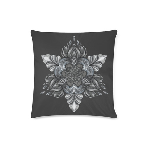 Silver Lotus Charcoal Custom Zippered Pillow Case 16"x16"(Twin Sides)