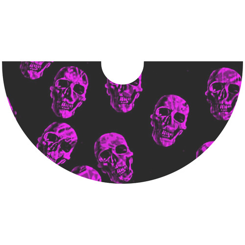 purple skulls Elbow Sleeve Ice Skater Dress (D20)