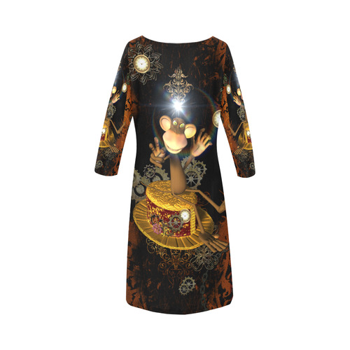 Steampunk, funny monkey Round Collar Dress (D22)