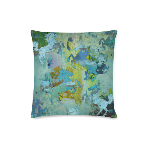 Rearing Horses grunge style painting Custom Zippered Pillow Case 16"x16"(Twin Sides)