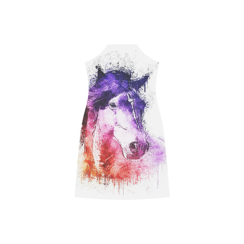 watercolor horse V-Neck Open Fork Long Dress(Model D18)