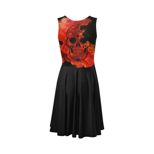 smoky skull D Sleeveless Ice Skater Dress (D19)