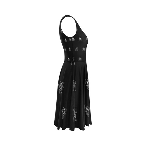 Skull 816 (Halloween) pattern Sleeveless Ice Skater Dress (D19)