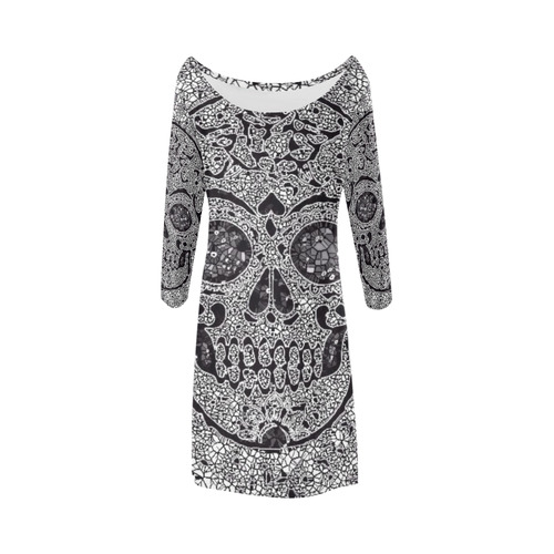 Mosaic Skull Bateau A-Line Skirt (D21)