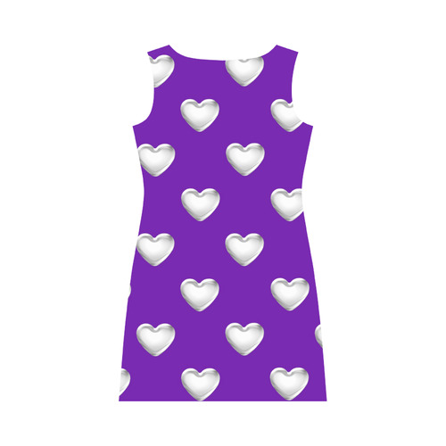 Silver 3-D Look Valentine Love Hearts on Purple Round Collar Dress (D22)