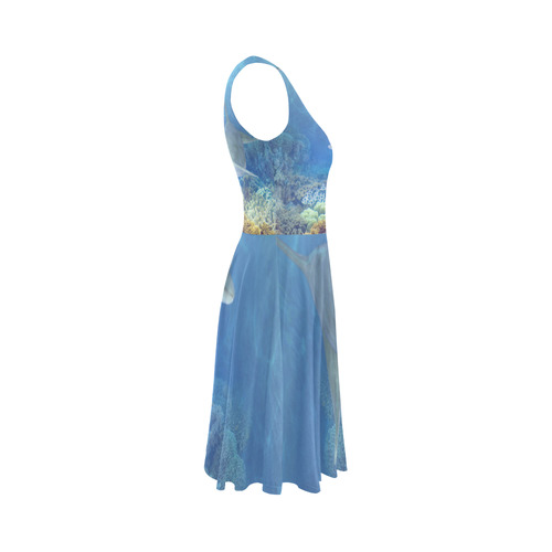 cute dolphins, dolphin Sleeveless Ice Skater Dress (D19)