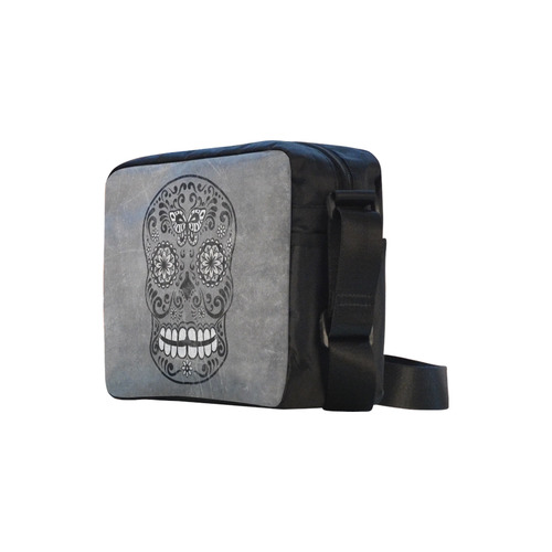 Dark gothic silver grey sugar skull Classic Cross-body Nylon Bags (Model 1632)