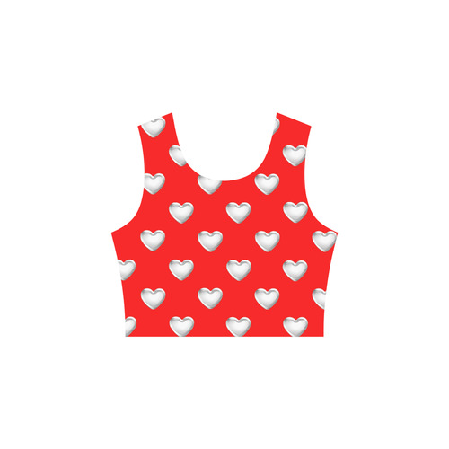 Silver 3-D Look Valentine Love Hearts on Red Sleeveless Ice Skater Dress (D19)