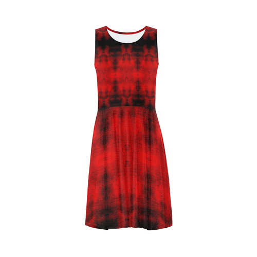 Red Black Gothic Pattern Sleeveless Ice Skater Dress (D19)