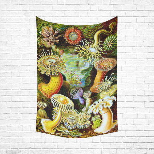 Sea Anemones Ernst Haeckel Fine Art Cotton Linen Wall Tapestry 60"x 90"