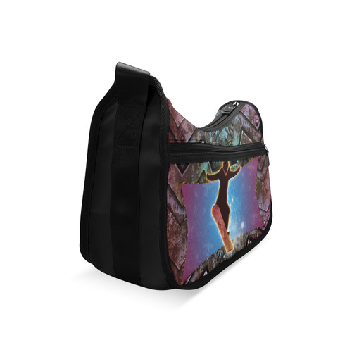 Snowboarding on steampunk background Crossbody Bags (Model 1616)