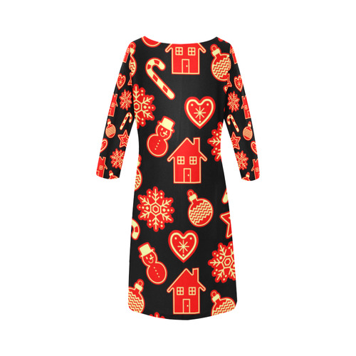 Merry Christmas Gingerbread Cookies Round Collar Dress (D22)