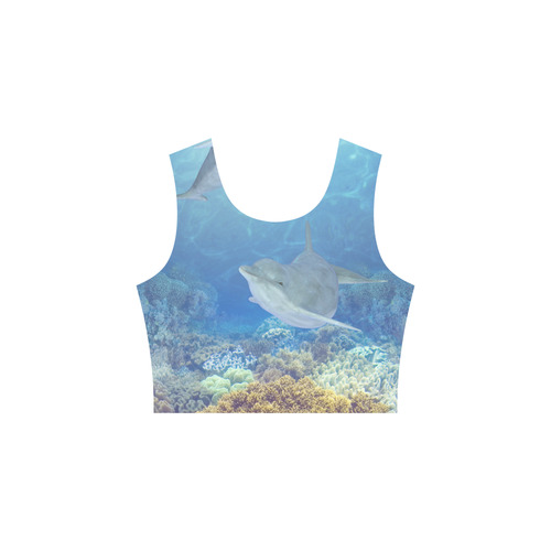 cute dolphins, dolphin Sleeveless Ice Skater Dress (D19)