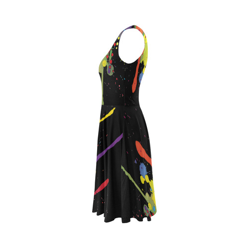 Crazy multicolored running SPLASHES Sleeveless Ice Skater Dress (D19)