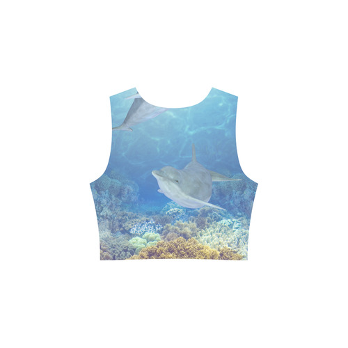cute dolphins, dolphin Sleeveless Ice Skater Dress (D19)