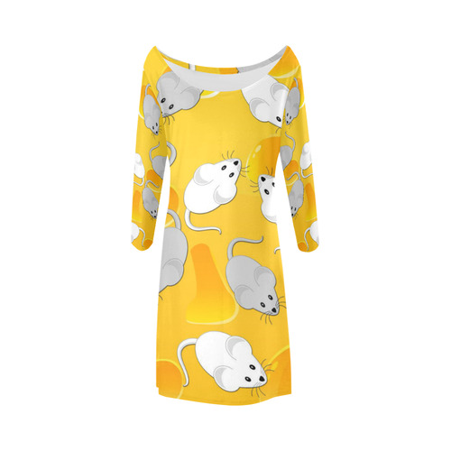 mice on cheese Bateau A-Line Skirt (D21)