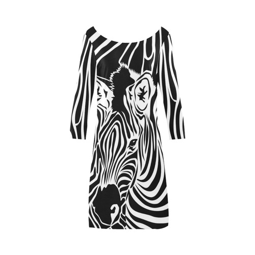 zebra opart, black and white Bateau A-Line Skirt (D21)