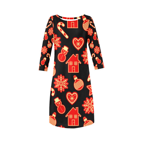 Merry Christmas Gingerbread Cookies Round Collar Dress (D22)