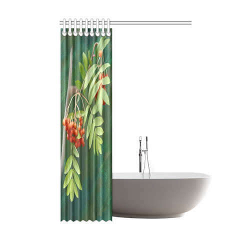 Watercolor Rowan tree - Sorbus aucuparia Shower Curtain 48"x72"