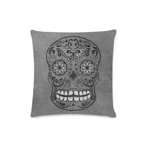 Dark gothic silver grey sugar skull Custom Zippered Pillow Case 16"x16"(Twin Sides)