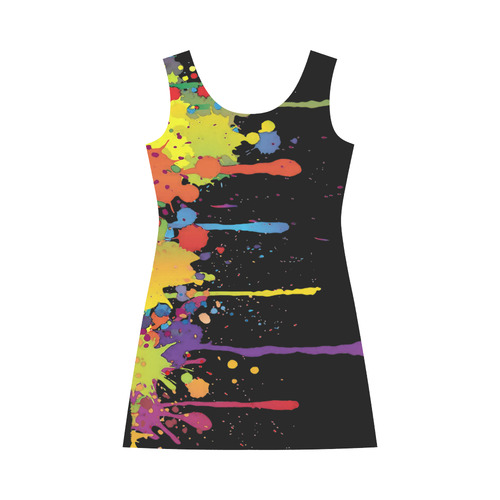 Crazy multicolored running SPLASHES Bateau A-Line Skirt (D21)