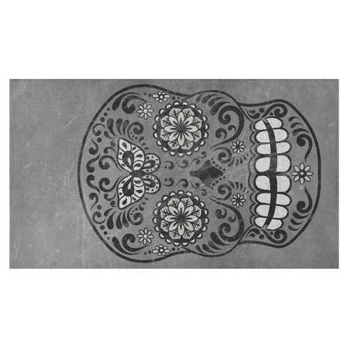 Dark gothic silver grey sugar skull Cotton Linen Tablecloth 60"x 104"