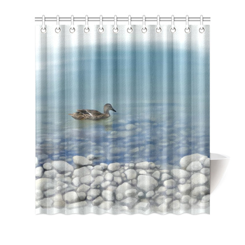Swimming Duck, watercolor Shower Curtain 66"x72"