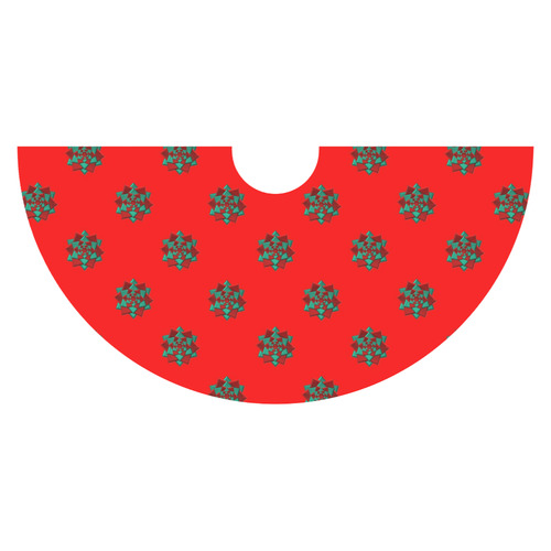 Metallic Red & Green Christmas Bows on Red Sleeveless Ice Skater Dress (D19)