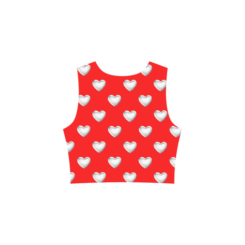 Silver 3-D Look Valentine Love Hearts on Red Sleeveless Ice Skater Dress (D19)