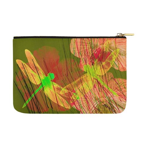Dragonflies & Flowers Summer Q Carry-All Pouch 12.5''x8.5''