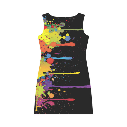 Crazy multicolored running SPLASHES Round Collar Dress (D22)