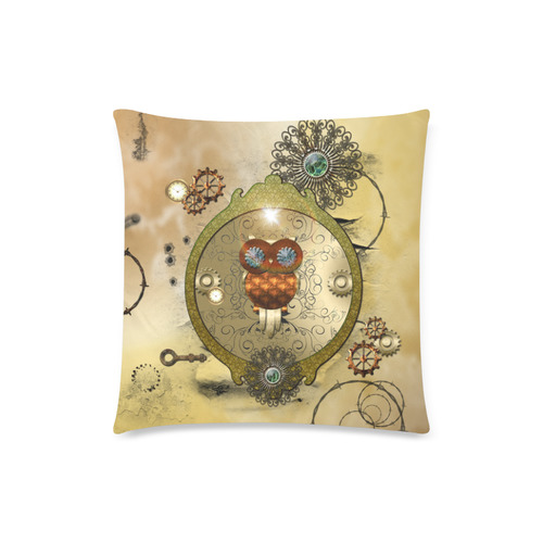 Steampunk, wonderful owl Custom Zippered Pillow Case 18"x18"(Twin Sides)