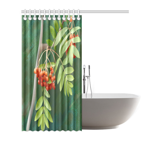 Watercolor Rowan tree - Sorbus aucuparia Shower Curtain 72"x72"