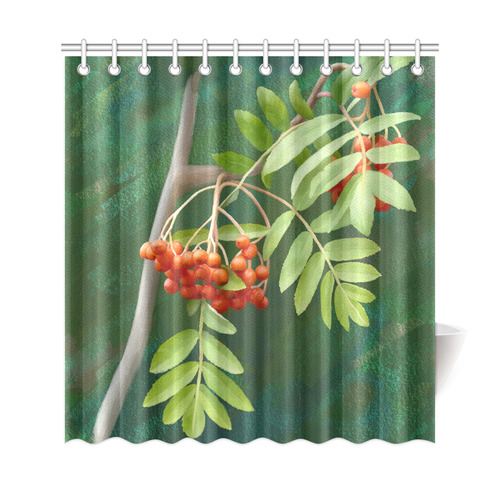 Watercolor Rowan tree - Sorbus aucuparia Shower Curtain 69"x72"