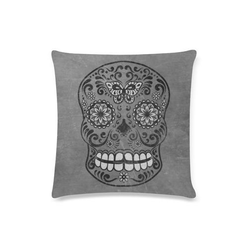 Dark gothic silver grey sugar skull Custom Zippered Pillow Case 16"x16"(Twin Sides)