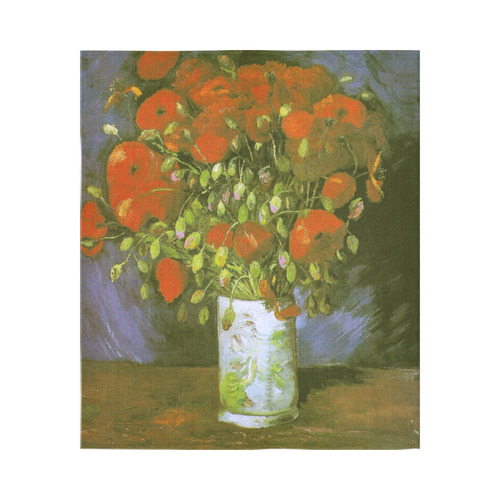 Van Gogh Vase With Red Poppies Cotton Linen Wall Tapestry 51"x 60"