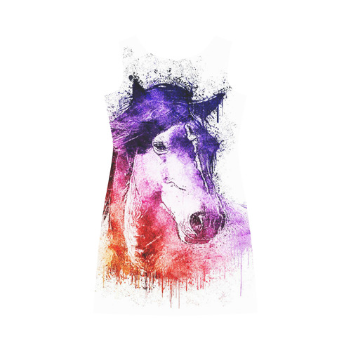 watercolor horse Round Collar Dress (D22)