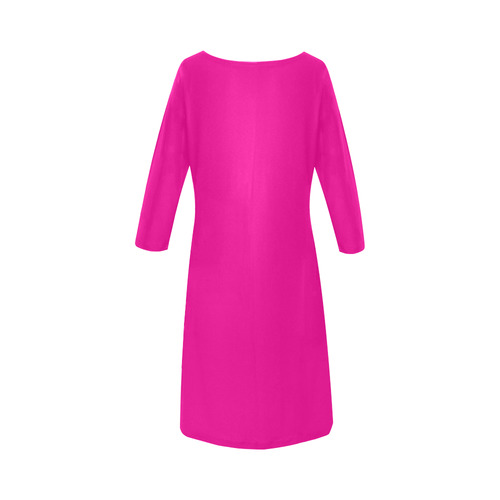 Hot Fuchsia Pink Round Collar Dress (D22)