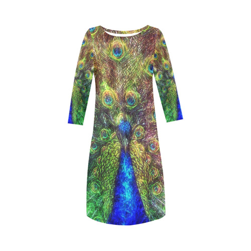 peacock Round Collar Dress (D22)