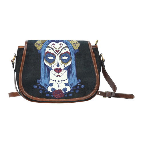 Dark gothic rose sugar skull Saddle Bag/Small (Model 1649) Full Customization