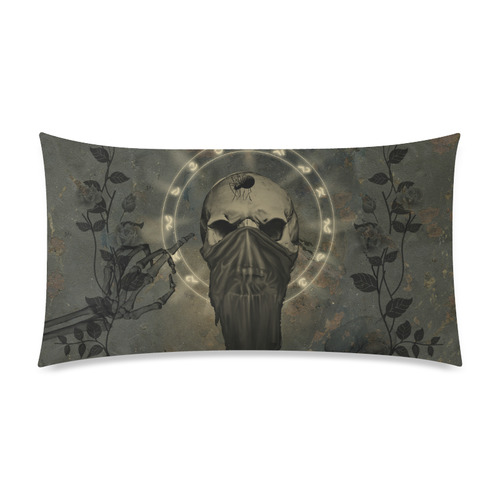 The creepy skull with spider Rectangle Pillow Case 20"x36"(Twin Sides)