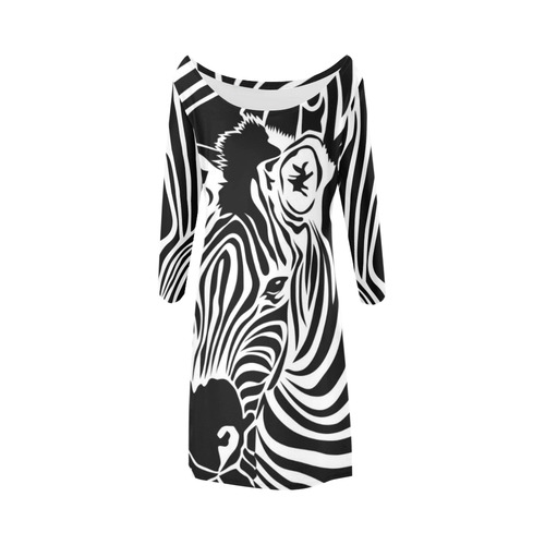 zebra opart, black and white Bateau A-Line Skirt (D21)