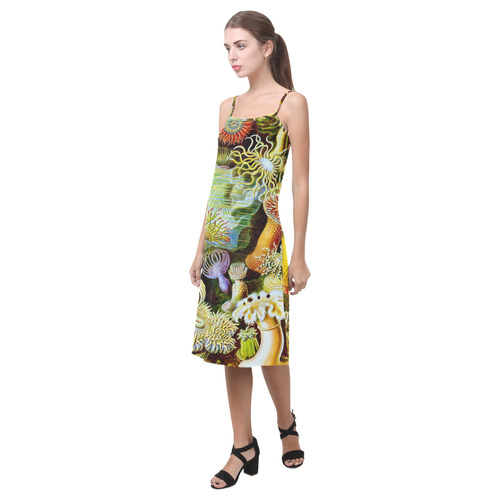 Sea Anemones Ernst Haeckel Fine Art Alcestis Slip Dress (Model D05)