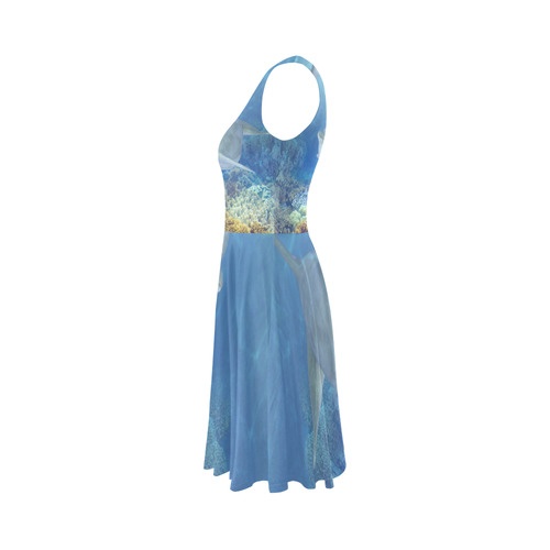 cute dolphins, dolphin Sleeveless Ice Skater Dress (D19)