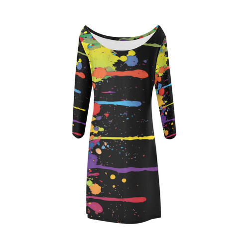 Crazy multicolored running SPLASHES Bateau A-Line Skirt (D21)