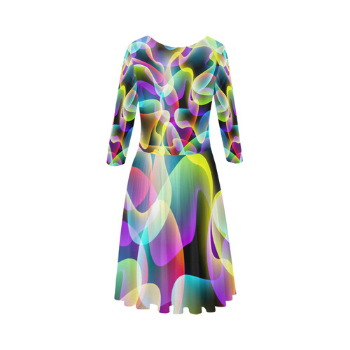 glowing swirls Elbow Sleeve Ice Skater Dress (D20)