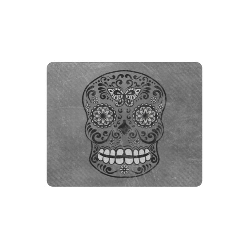 Dark gothic silver grey sugar skull Rectangle Mousepad
