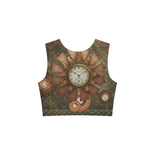 Steampunk, wonderful clocks in noble design Elbow Sleeve Ice Skater Dress (D20)