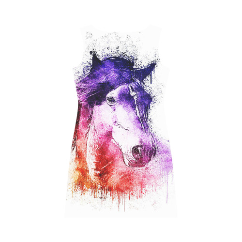 watercolor horse Round Collar Dress (D22)