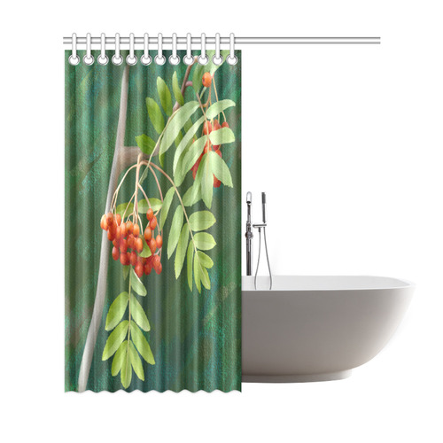 Watercolor Rowan tree - Sorbus aucuparia Shower Curtain 69"x72"